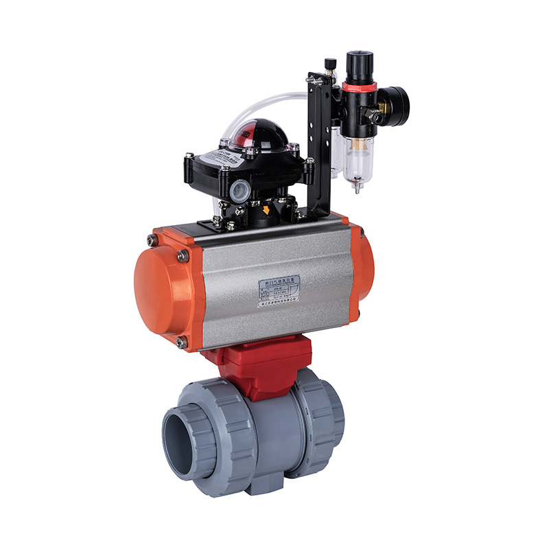 PVC-C Q661F-10V Pneumatic Double Union Ball Valve Standar DN15-100 GB