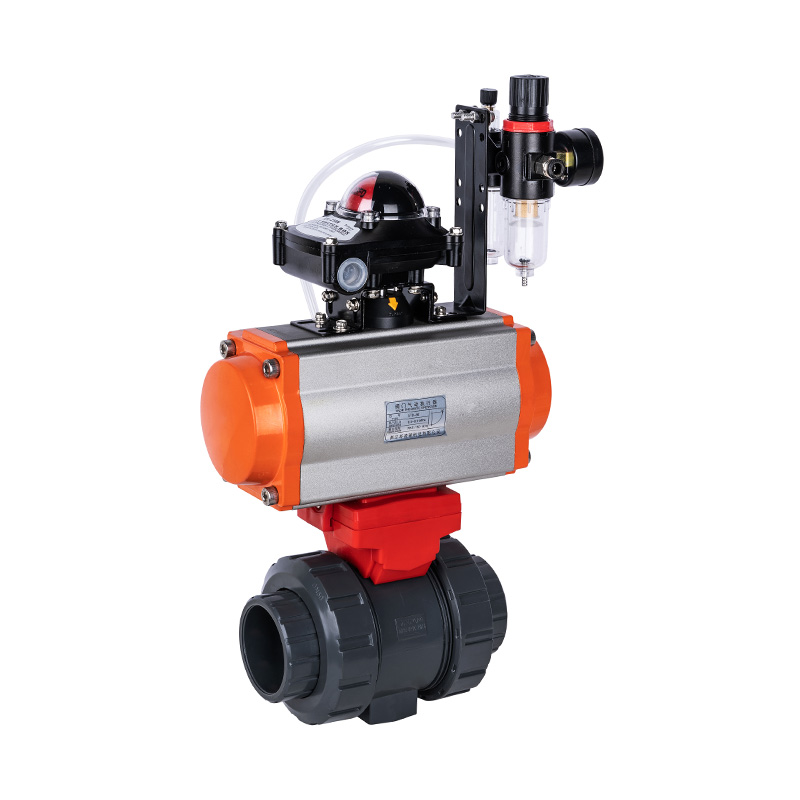 PVC-U Q661F-10U Pneumatic Double Union Ball Valve Standar DN15-100 GB